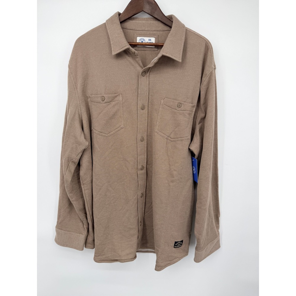 Hurley Blue Skies Button Down Men XXL Walnut NEW Textured Long Sleeve Shirt